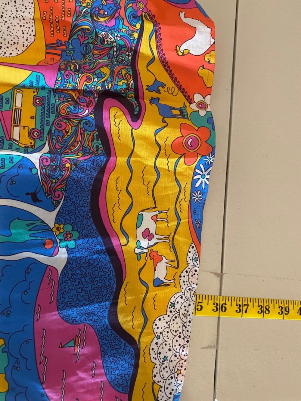 Blue Platypus Landscape Print Fit & Flare Midi Dress in Rainbow Farm Medium - Picture 7 of 10